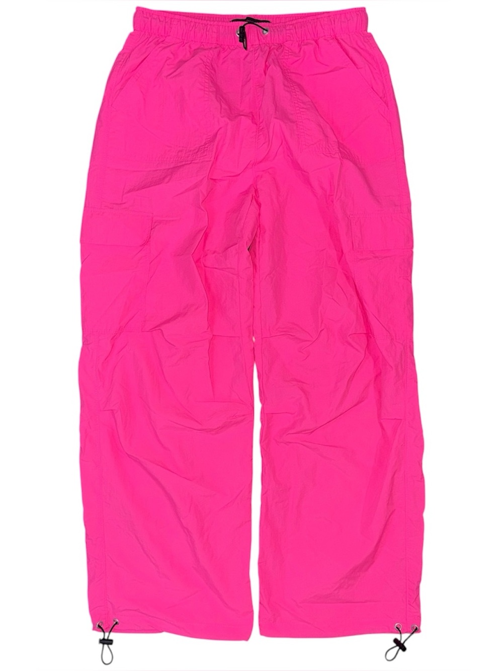 Cargo Parachute Pants Baggy Wide Leg Utility Women’s Medium Neon Pink Nylon Y2K